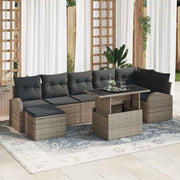 Conjunto de Sofá de Jardim 8 pcs Cinzeto Rattan Sintético