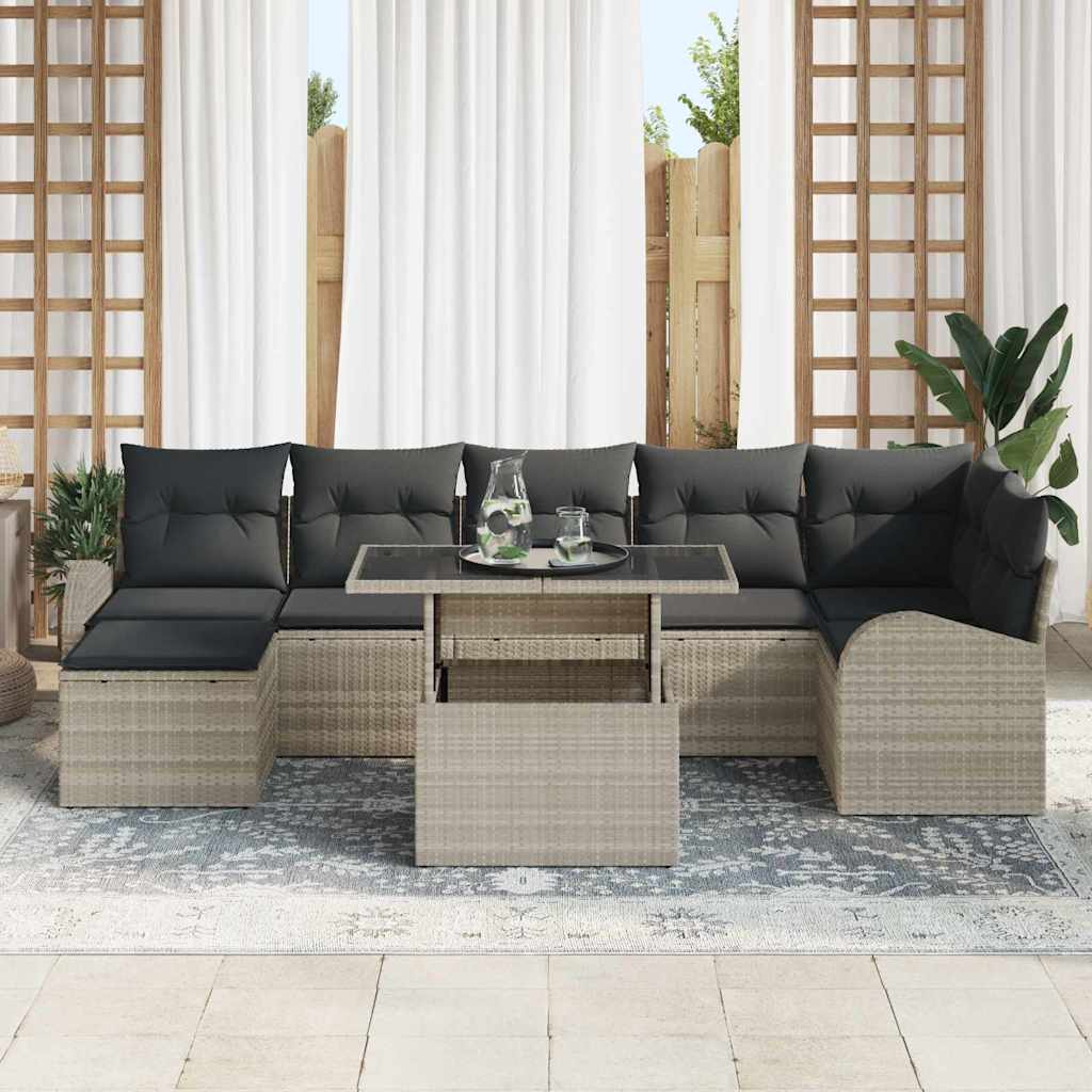 Conjunto de Sofá de Jardim 8 pcs Cinzento-claro