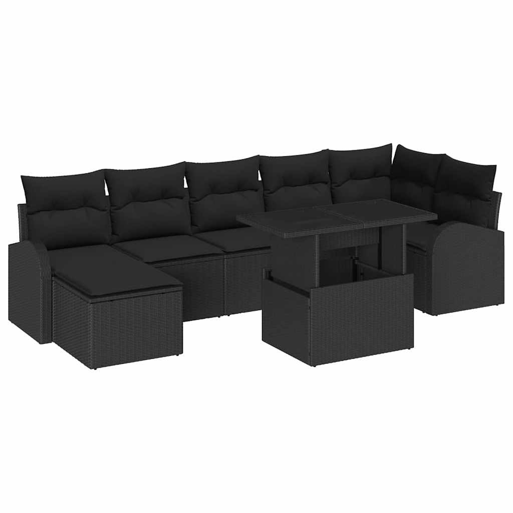 Conjunto de Sofá de Jardim 8 pcs Preto Rattan Sintético