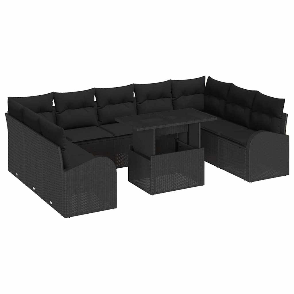Conjunto de Sofá de Jardim 10 pcs Preto Rattan Sintético