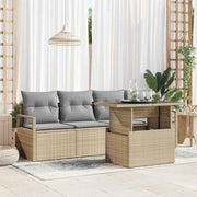 Conjunto de Sofá de Jardim 5 pcs Bege Rattan Sintético