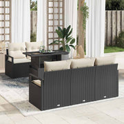 Conjunto de Sofá de Jardim 6 pcs Preto Rattan Sintético