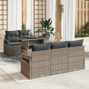 Conjunto de Sofá de Jardim 6 pcs Cinzeto Rattan Sintético