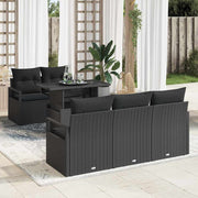 Conjunto de Sofá de Jardim 6 pcs Preto Rattan Sintético