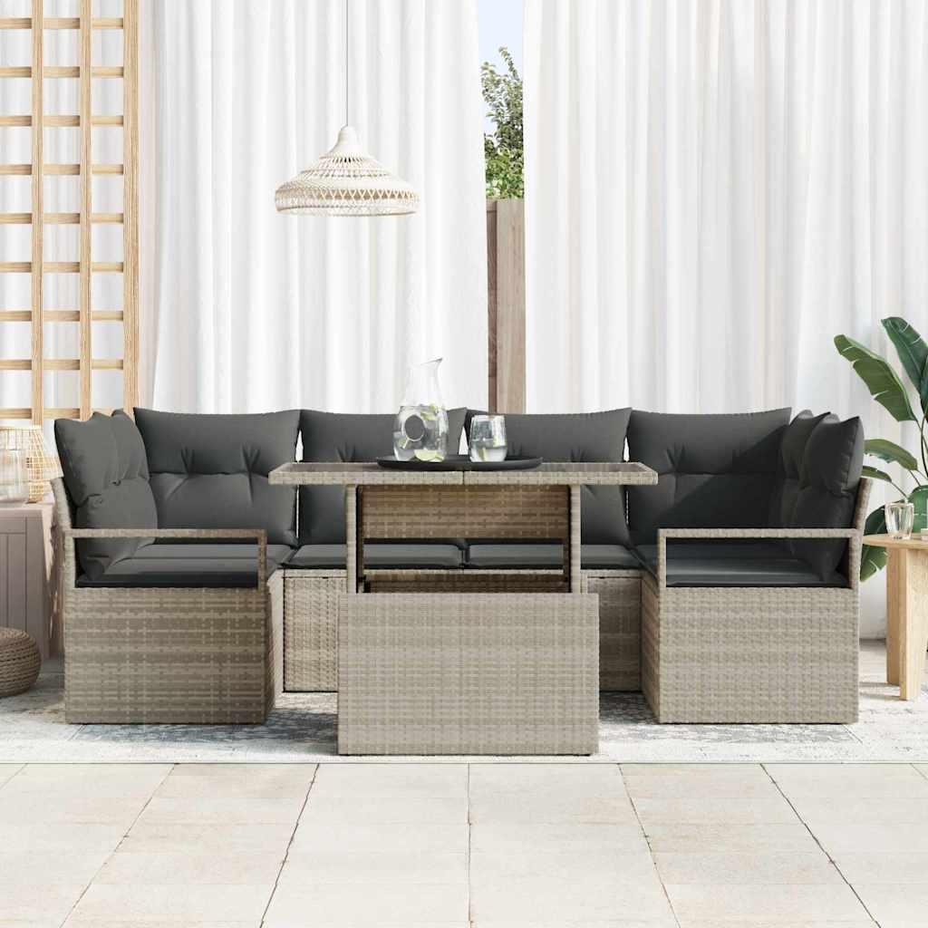 Conjunto de Sofá de Jardim 7 pcs Cinzento-claro