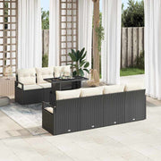 Conjunto de Sofá de Jardim 8 pcs Preto Rattan Sintético