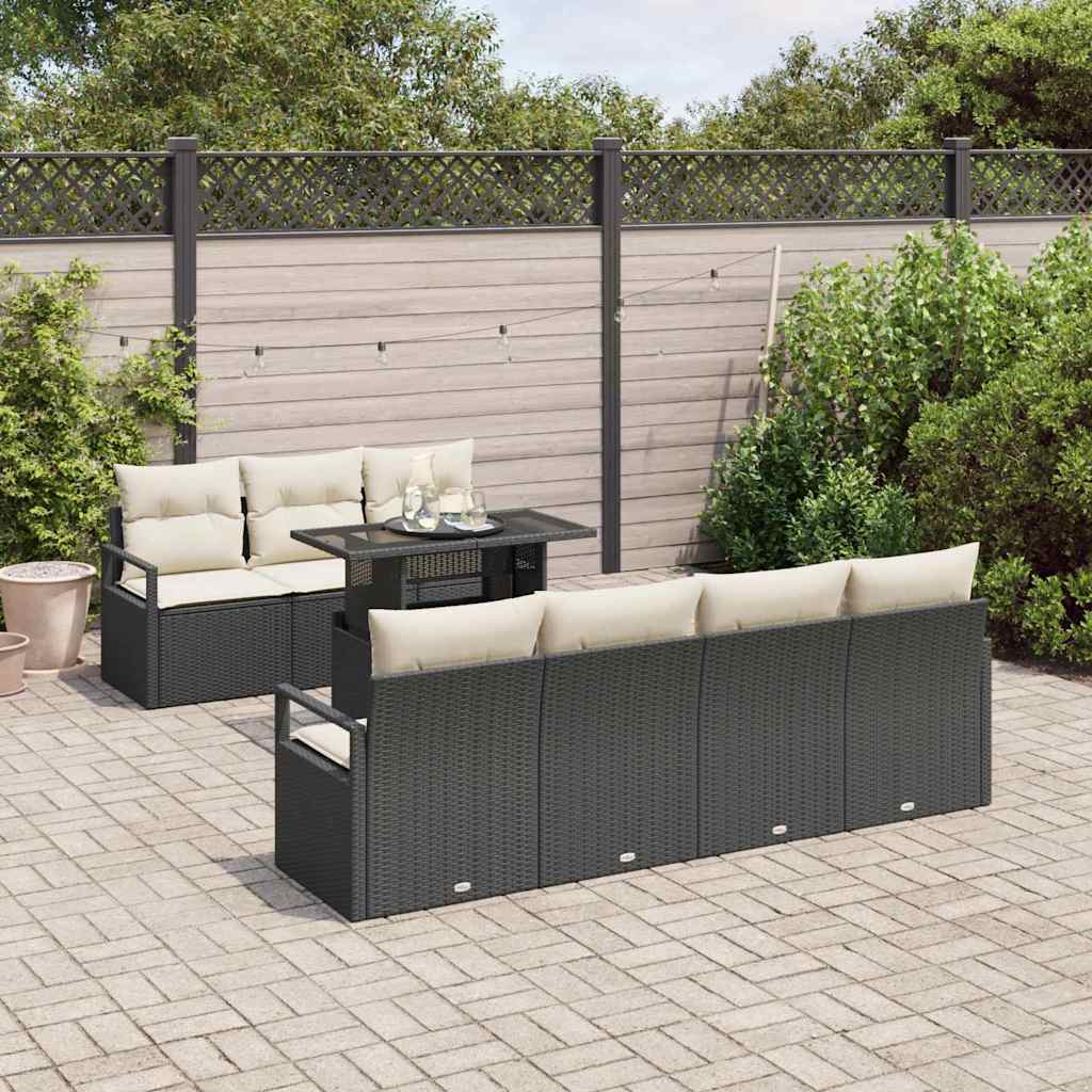 Conjunto de Sofá de Jardim 8 pcs Preto Rattan Sintético