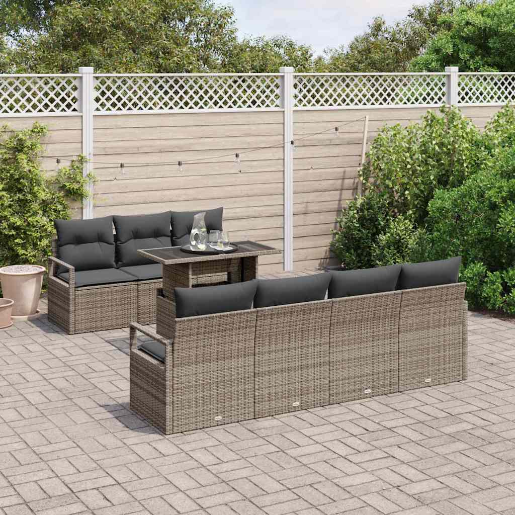 Conjunto de Sofá de Jardim 8 pcs Cinzeto Rattan Sintético