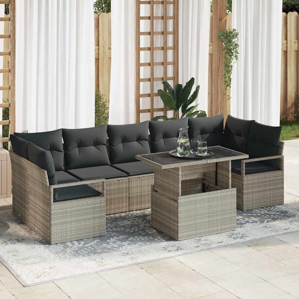 Conjunto de Sofá de Jardim 8 pcs Cinzento-claro