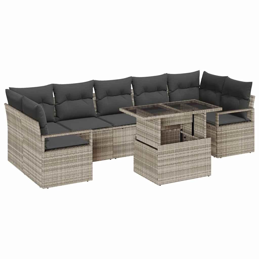 Conjunto de Sofá de Jardim 8 pcs Cinzento-claro