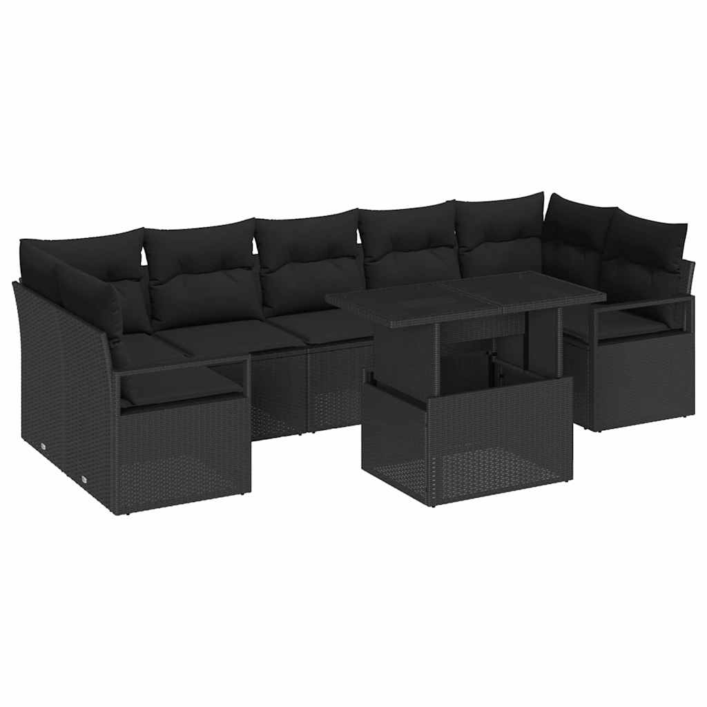 Conjunto de Sofá de Jardim 8 pcs Preto Rattan Sintético