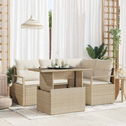 Conjunto de Sofá de Jardim 5 pcs Bege Rattan Sintético