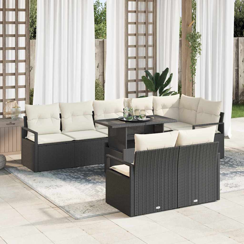 Conjunto de Sofá de Jardim 9 pcs Preto Rattan Sintético