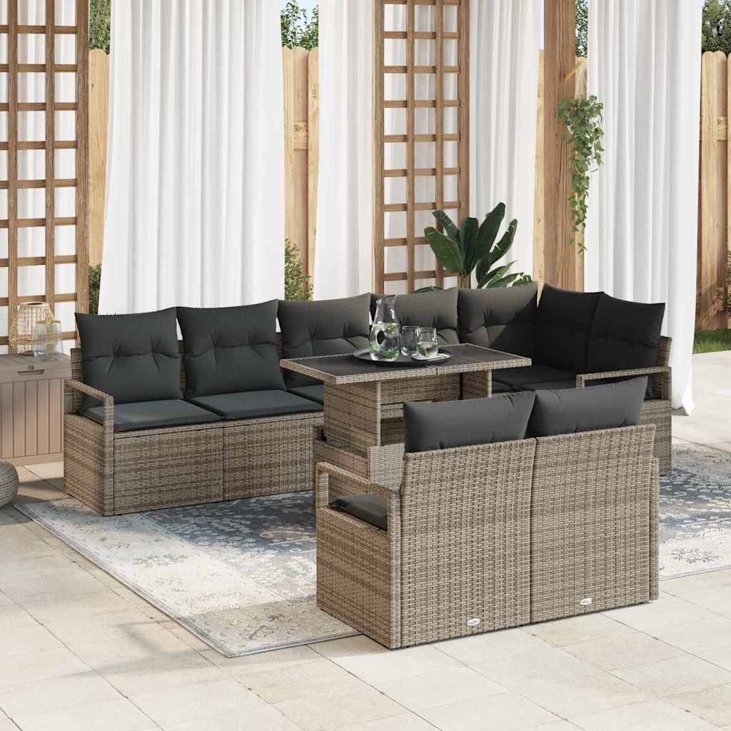 Conjunto de Sofá de Jardim 9 pcs Cinzeto Rattan Sintético