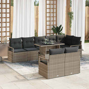 Conjunto de Sofá de Jardim 9 pcs Cinzeto Rattan Sintético