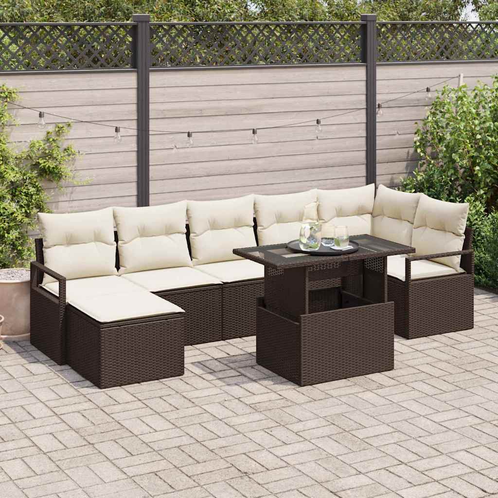 Conjunto de Sofá de Jardim 8 pcs Castanho Rattan Sintético