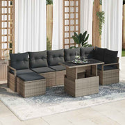 Conjunto de Sofá de Jardim 8 pcs Cinzeto Rattan Sintético