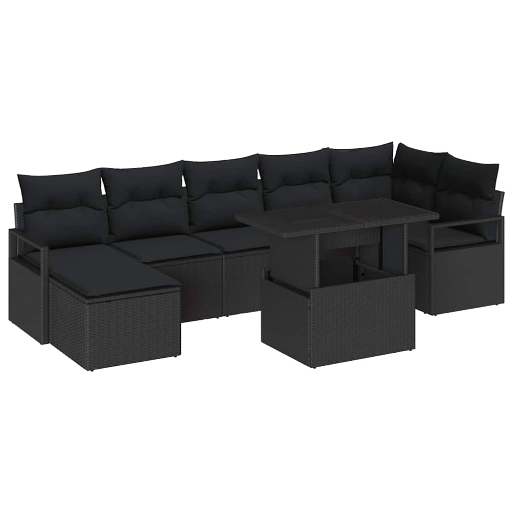 Conjunto de Sofá de Jardim 8 pcs Preto Rattan Sintético