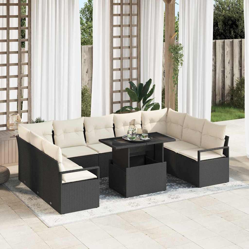 Conjunto de Sofá de Jardim 10 pcs Preto Rattan Sintético
