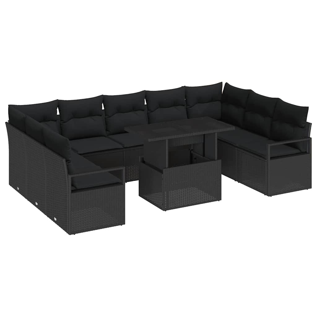 Conjunto de Sofá de Jardim 10 pcs Preto Rattan Sintético