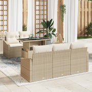 Conjunto de Sofá de Jardim 6 pcs Bege Rattan Sintético