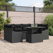 Conjunto de Sofá de Jardim 7 pcs Preto Rattan Sintético