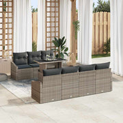 Conjunto de Sofá de Jardim 8 pcs Cinzeto Rattan Sintético
