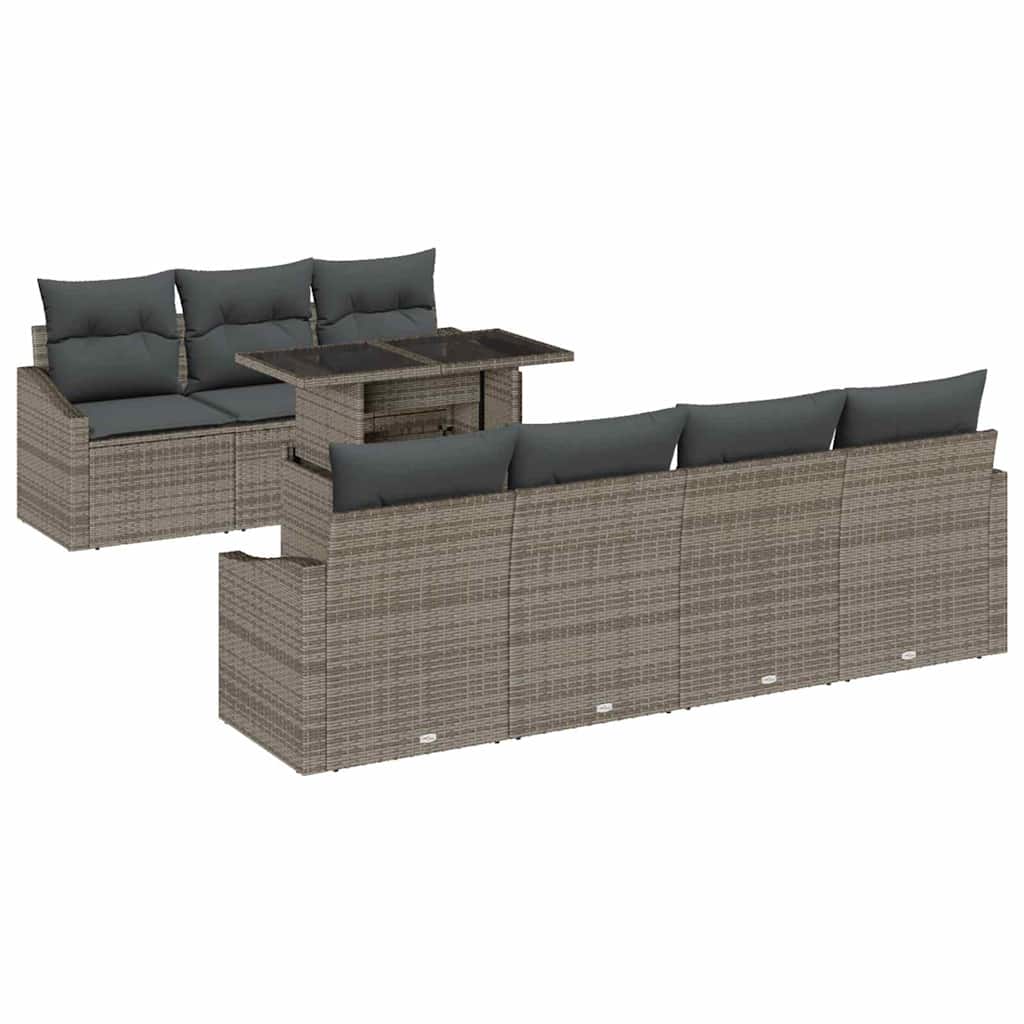 Conjunto de Sofá de Jardim 8 pcs Cinzeto Rattan Sintético