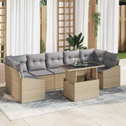 Conjunto de Sofá de Jardim 8 pcs Bege Rattan Sintético