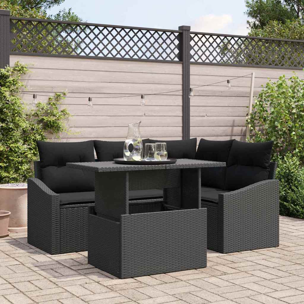 Conjunto de Sofá de Jardim 5 pcs Preto 100 x 55 x 73 cm