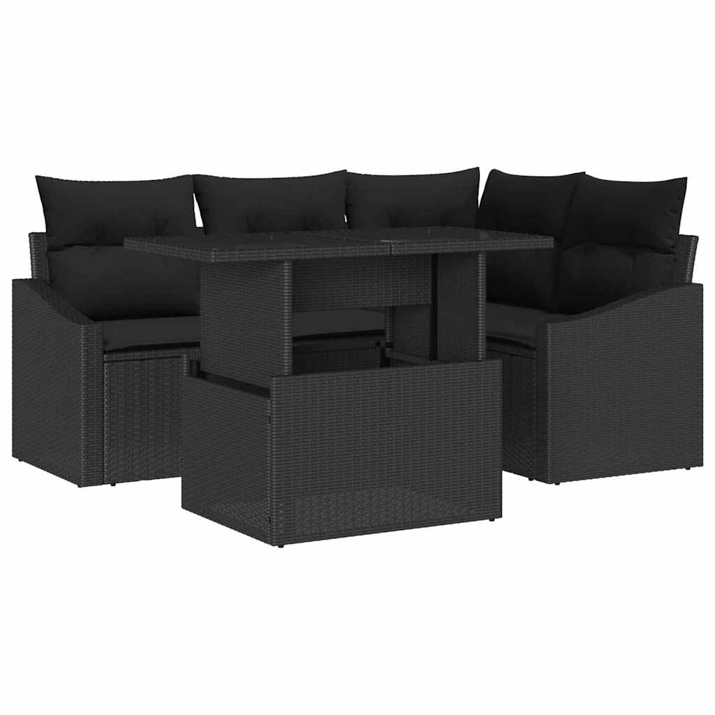 Conjunto de Sofá de Jardim 5 pcs Preto 100 x 55 x 73 cm