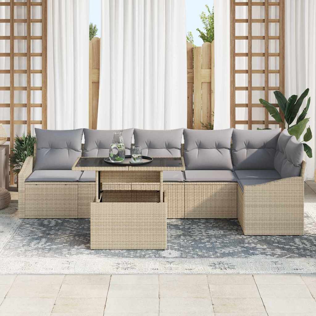 Conjunto de Sofá de Jardim Ajustável 7 pcs Bege e Cinza Claro