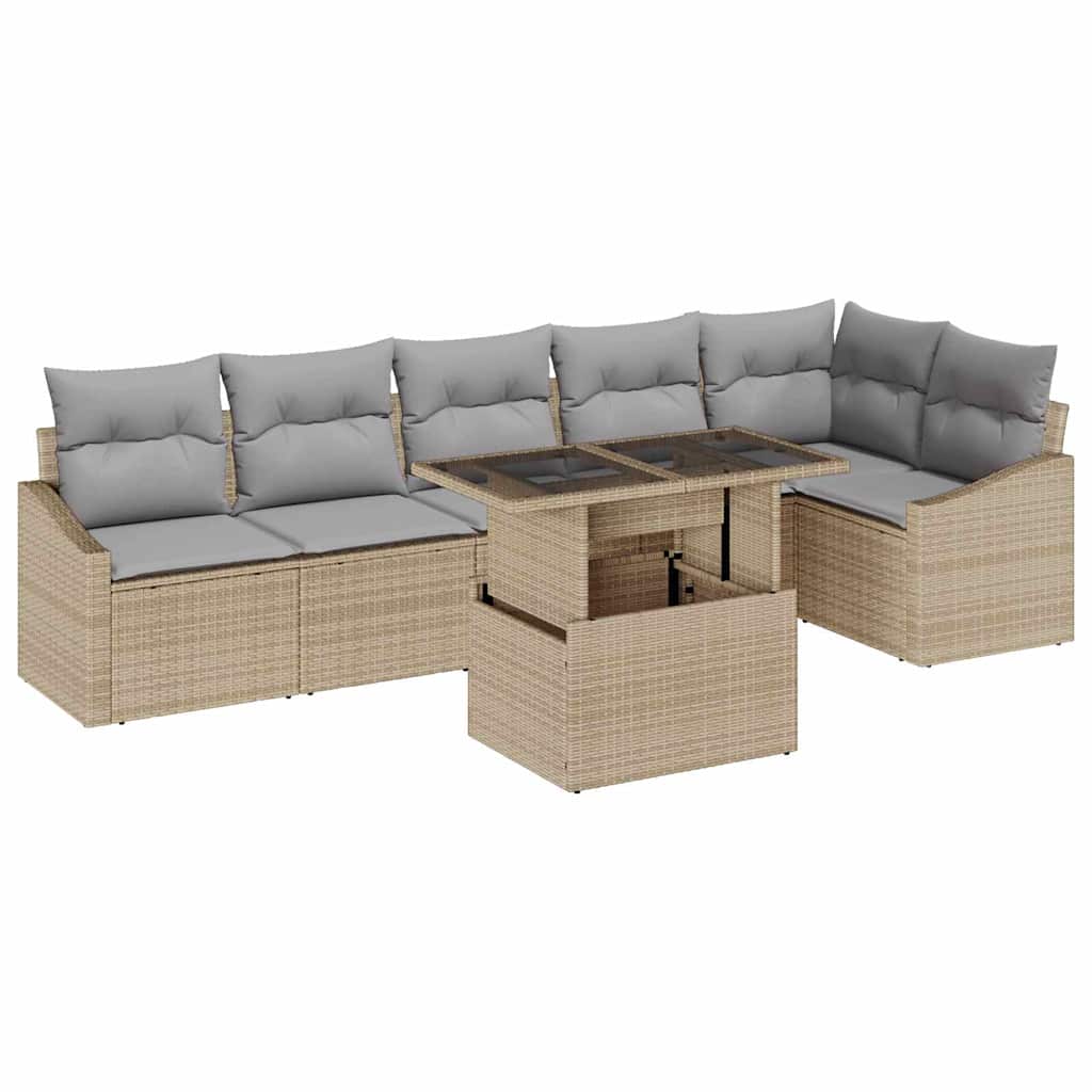 Conjunto de Sofá de Jardim Ajustável 7 pcs Bege e Cinza Claro