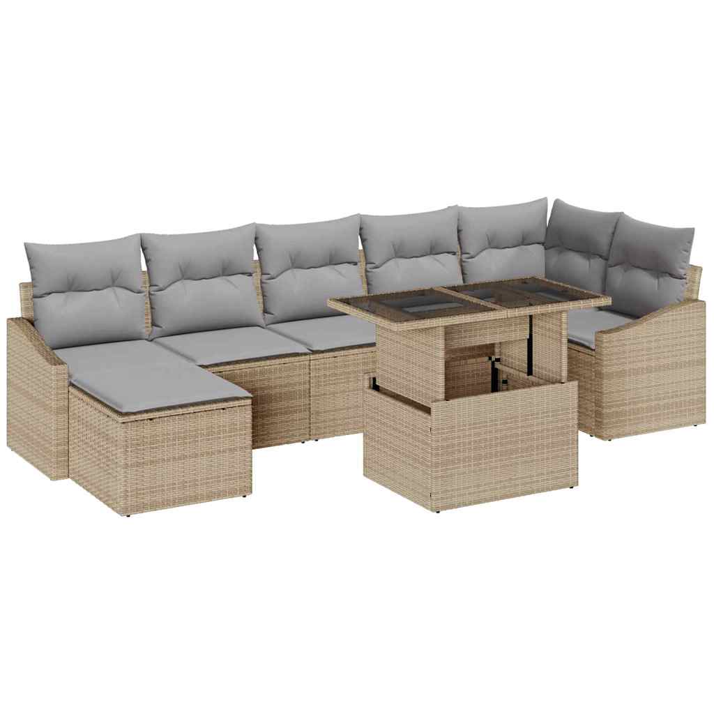 Conjunto de Sofá de Jardim 8 pcs Bege e Cinza Claro