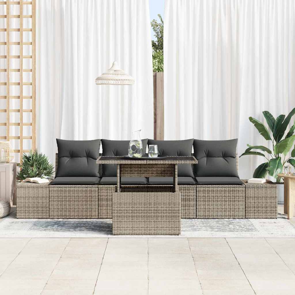 Conjunto de Sofá de Jardim com almofada Ajustável 5 pcs Cinzeto