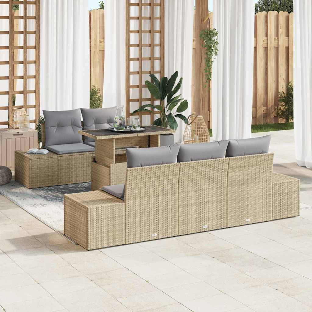 Conjunto de Sofá de Jardim Ajustável 6 pcs Bege e Cinza Claro
