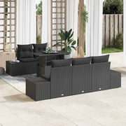 Conjunto de Sofá de Jardim com almofada Ajustável 6 pcs Preto