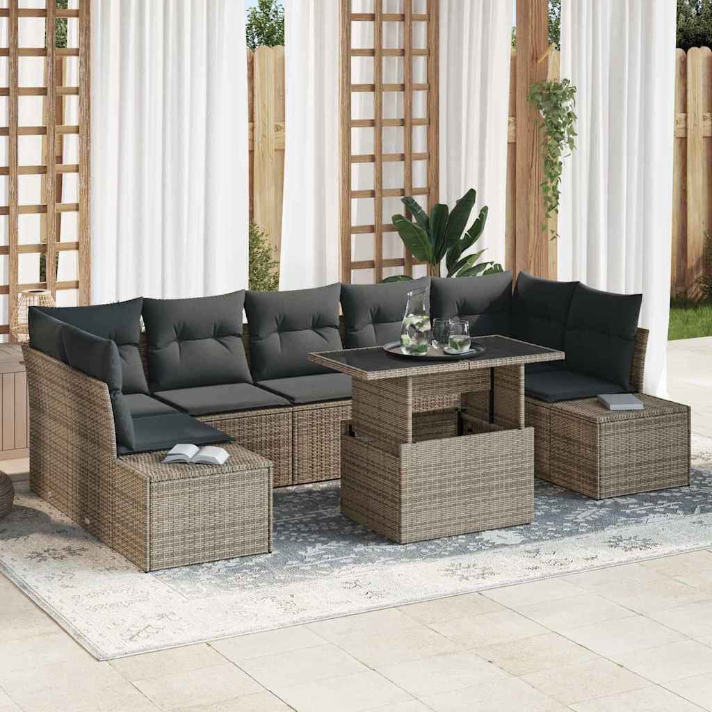 Conjunto de Sofá de Jardim com almofada 8 pcs Cinzeto