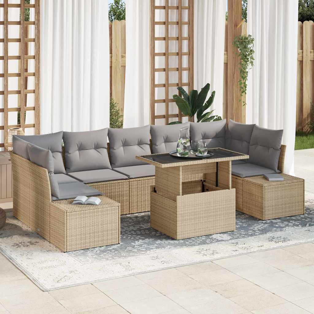 Conjunto de Sofá de Jardim 8 pcs Bege e Cinza Claro