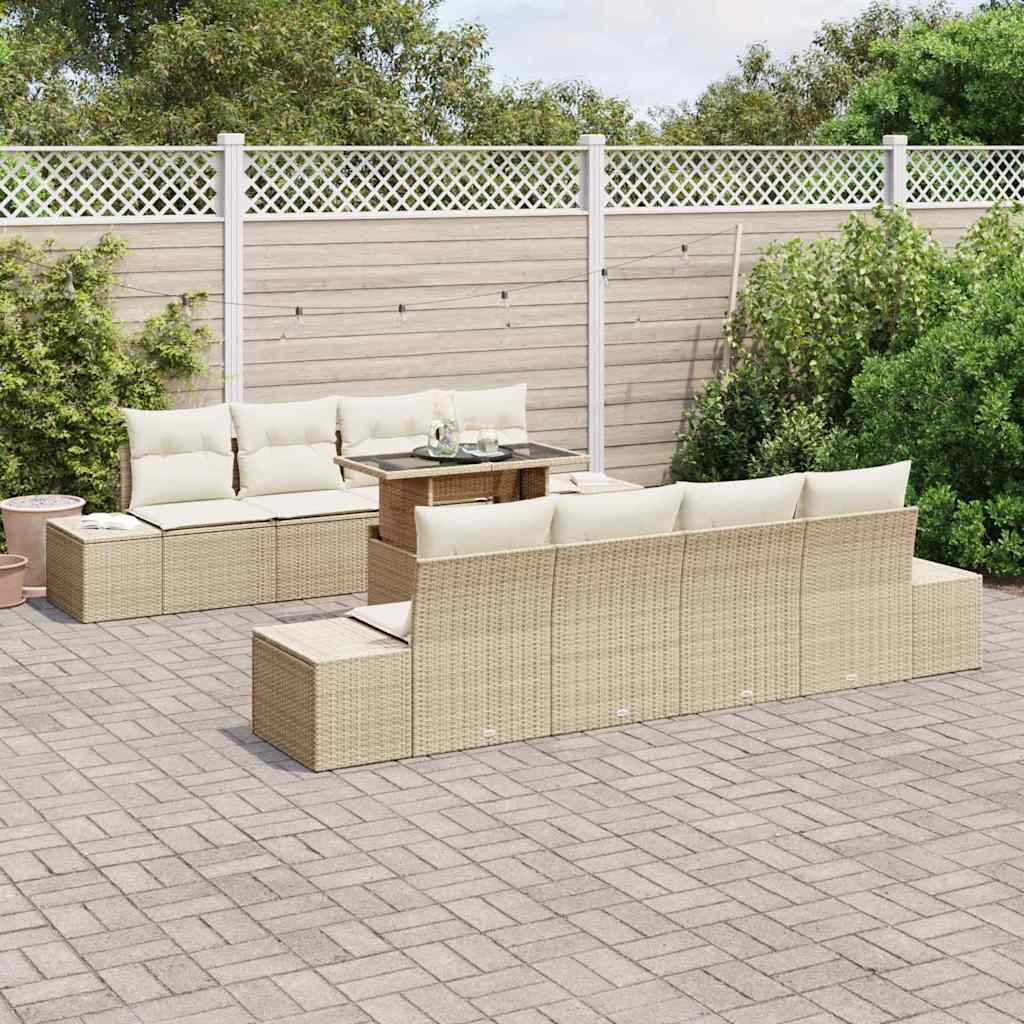 Conjunto de Sofá de Jardim 7 pcs Bege e Creme 100 x 55 x 73 cm