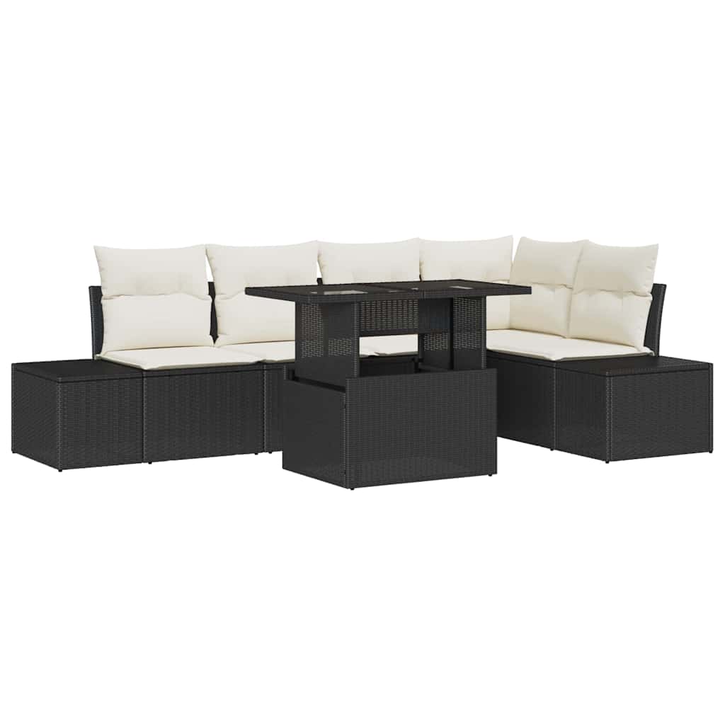 Conjunto de Sofá de Jardim 6 pcs Preto Rattan Sintético