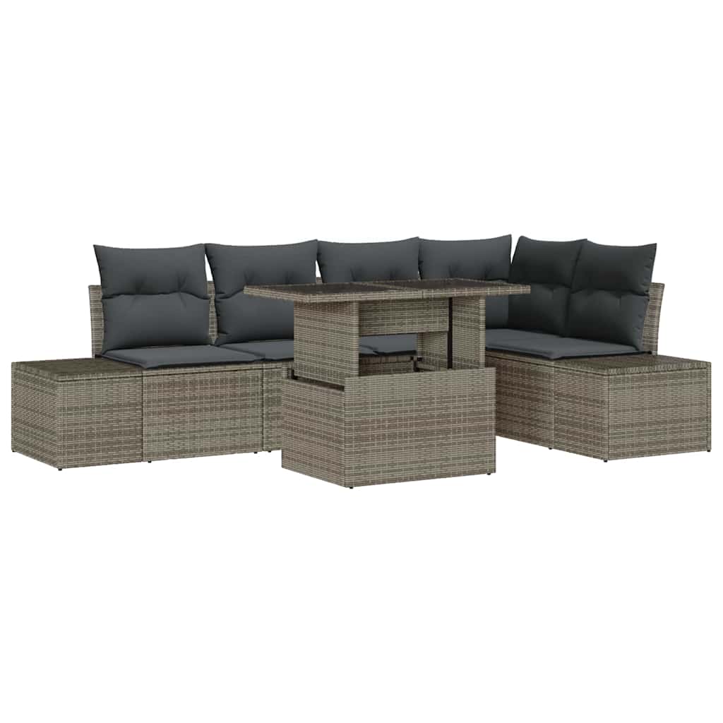 Conjunto de Sofá de Jardim 6 pcs Cinzeto Rattan Sintético