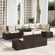 Conjunto de Sofá de Jardim 9 pcs Castanho Rattan Sintético