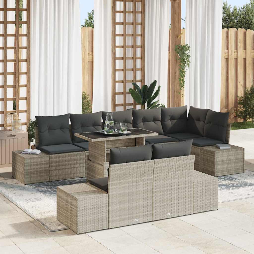 Conjunto de Sofá de Jardim 9 pcs Cinzento-claro