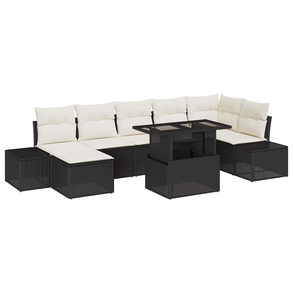 Conjunto de Sofá de Jardim 8 pcs Preto Rattan Sintético