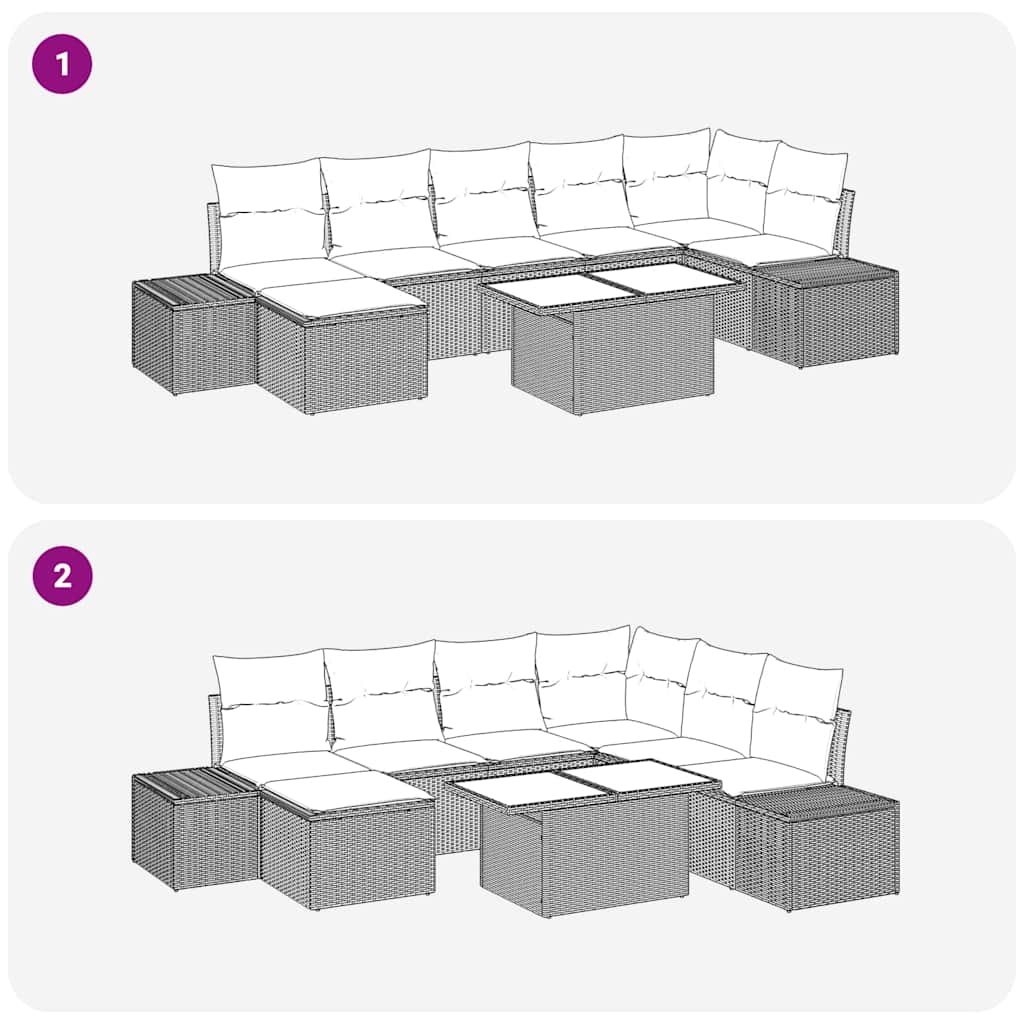 Conjunto de Sofá de Jardim 8 pcs Castanho Rattan Sintético