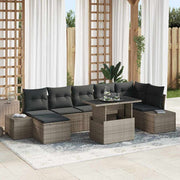 Conjunto de Sofá de Jardim 8 pcs Cinzeto Rattan Sintético