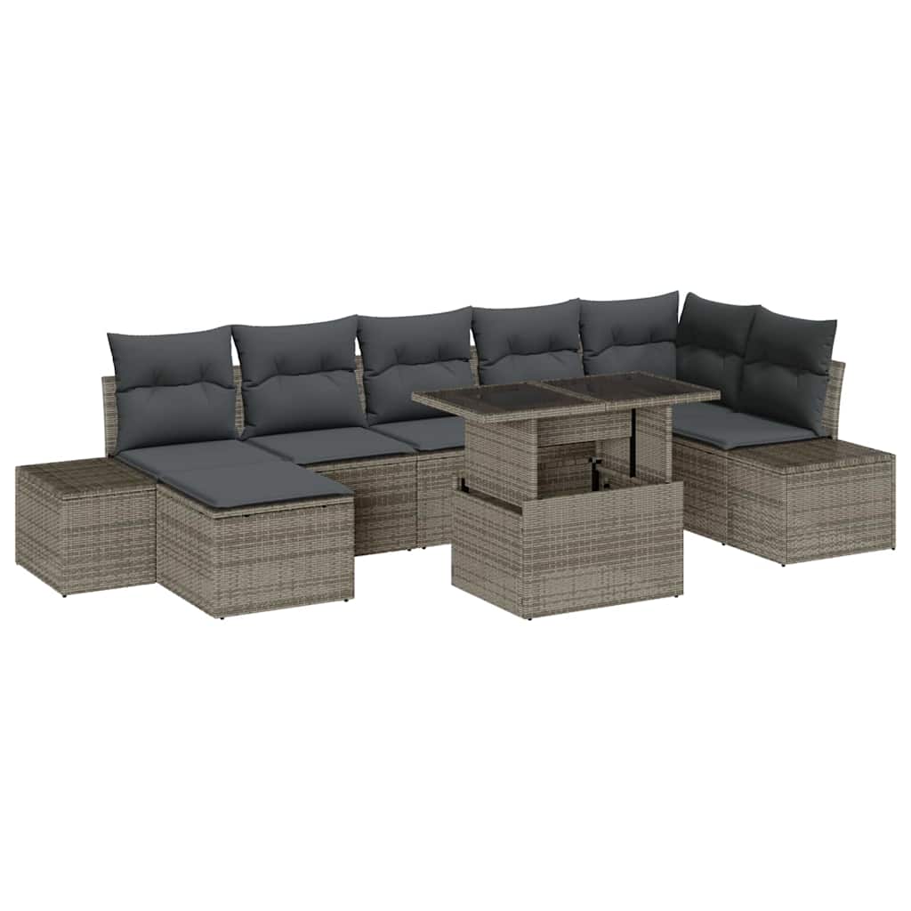 Conjunto de Sofá de Jardim 8 pcs Cinzeto Rattan Sintético
