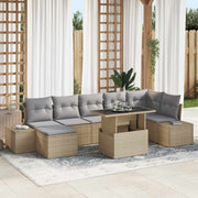 Conjunto de Sofá de Jardim 8 pcs Bege Rattan Sintético
