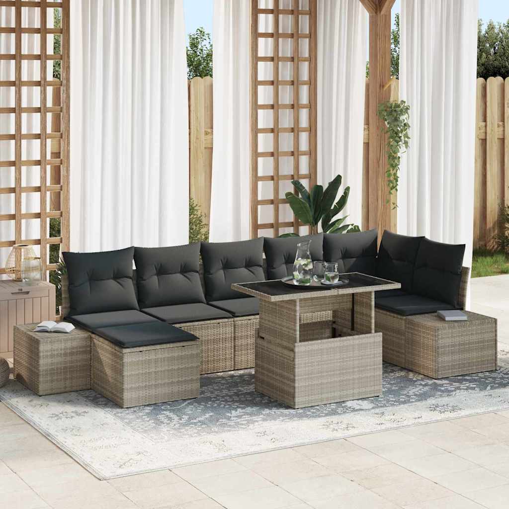 Conjunto de Sofá de Jardim 8 pcs Cinzento-claro